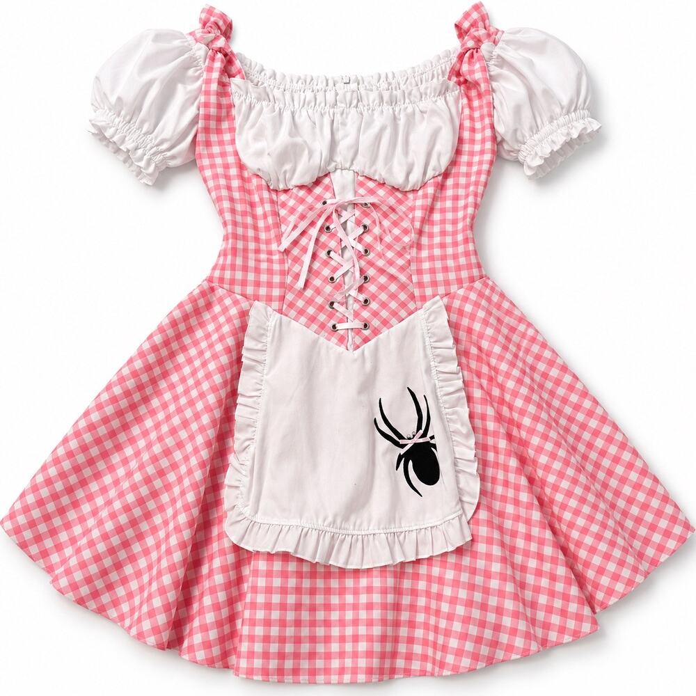 Leg Avenue Pink Gingham Little Miss Muffet Milkmaid Costume Dress Size Small